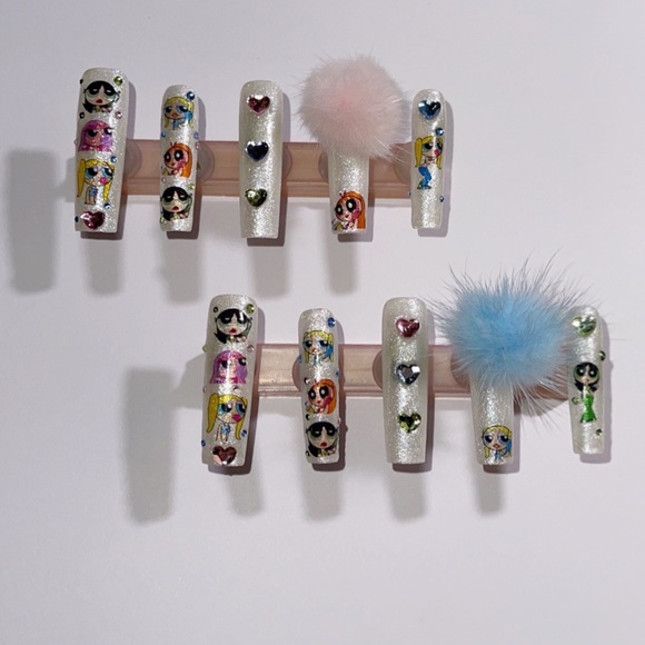Handmade Power Puff Girls Press On Nails - Picture 3 of 7